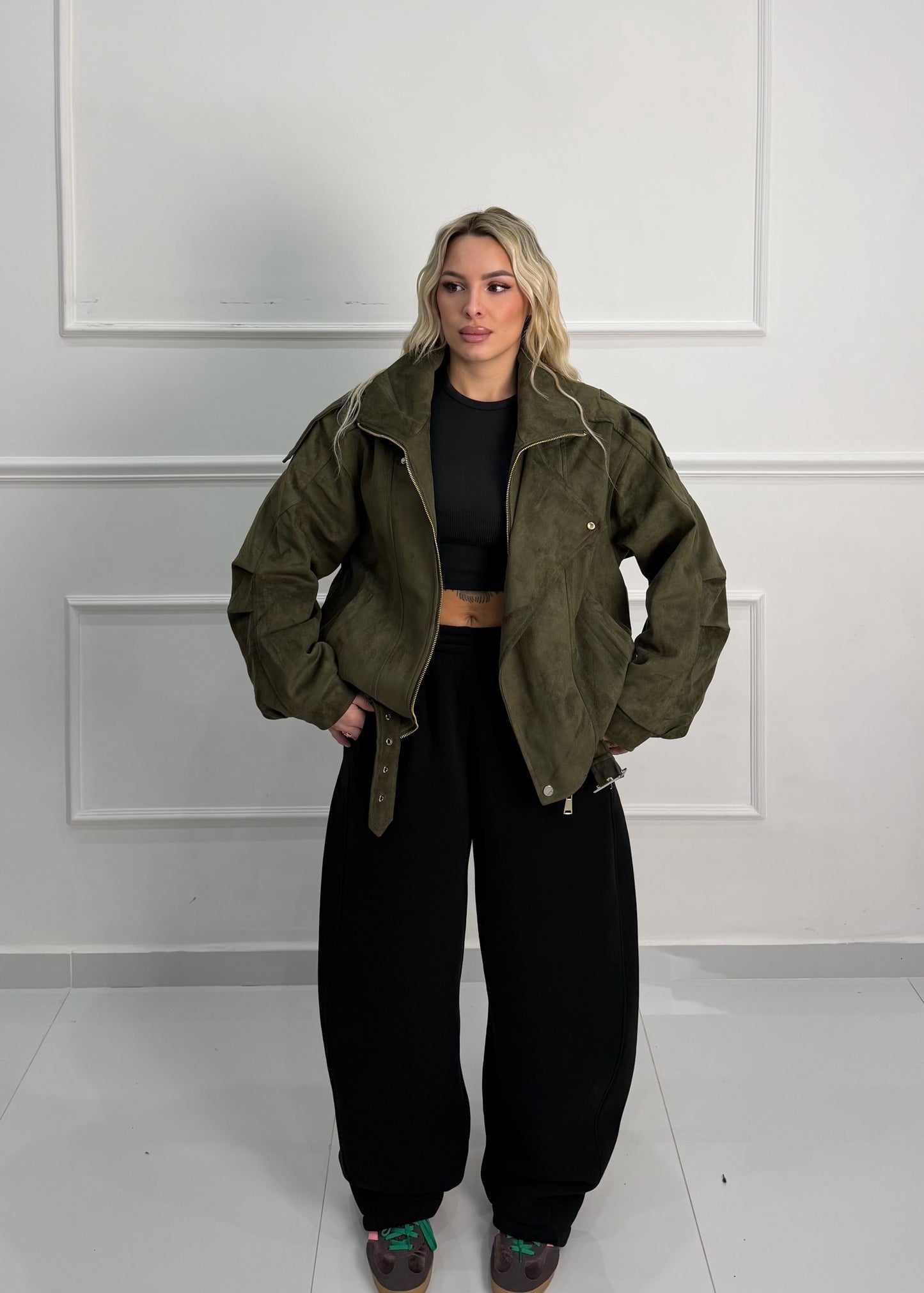Bomber Ecocamoscio Verde