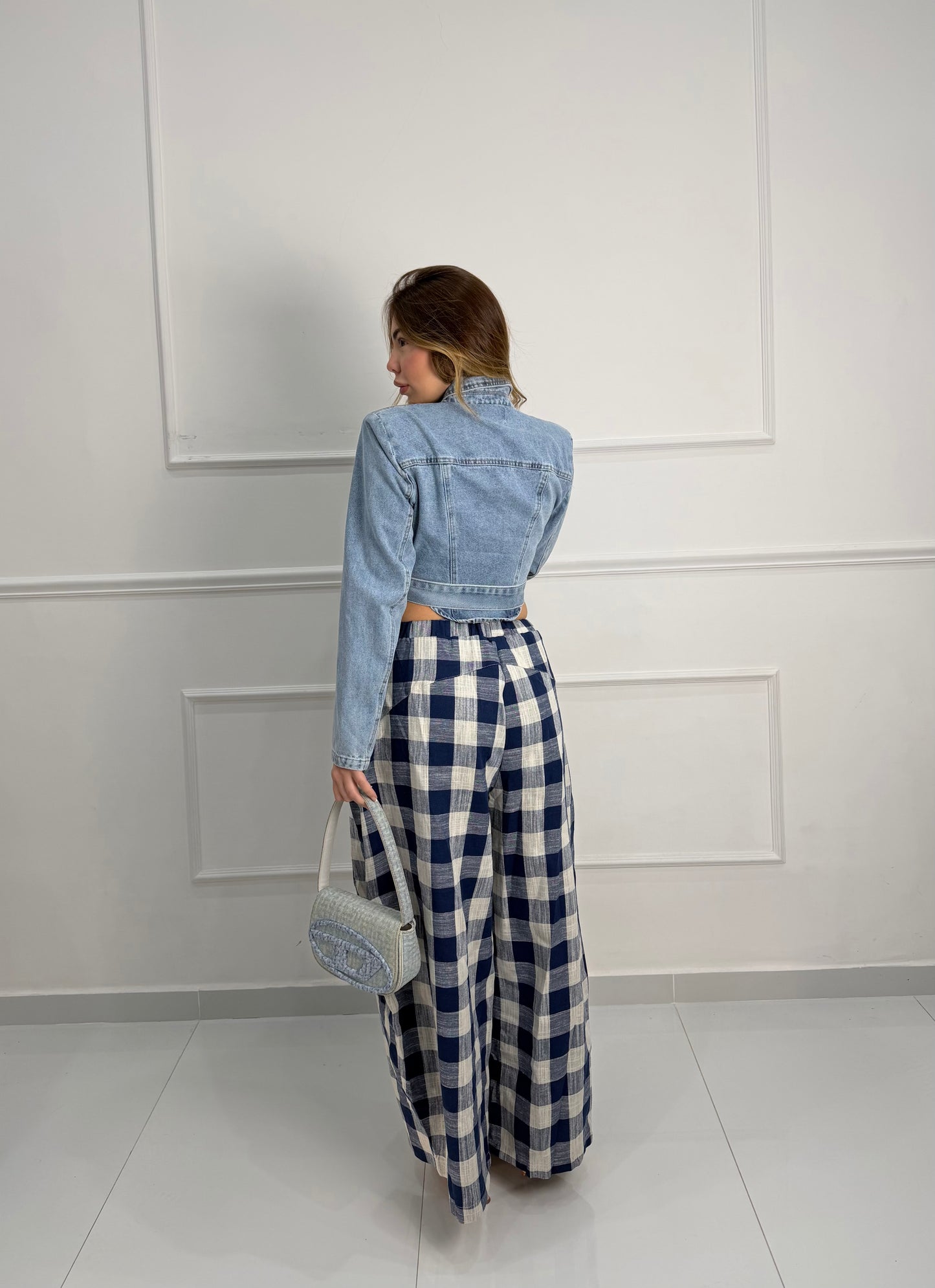 Giacca Crop Denim chiaro