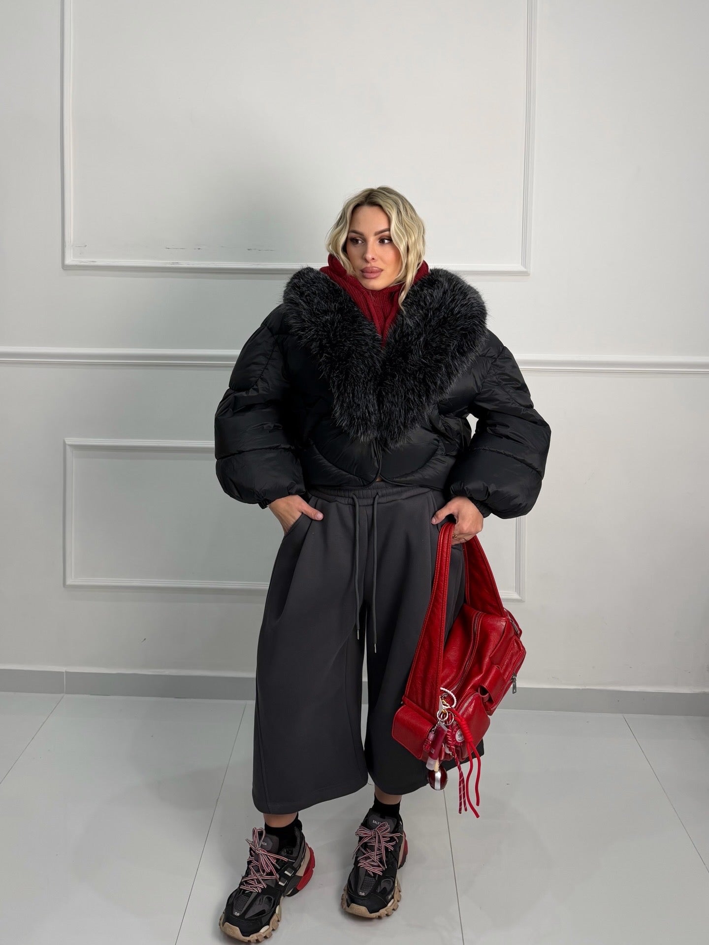 Bomber Crop nero