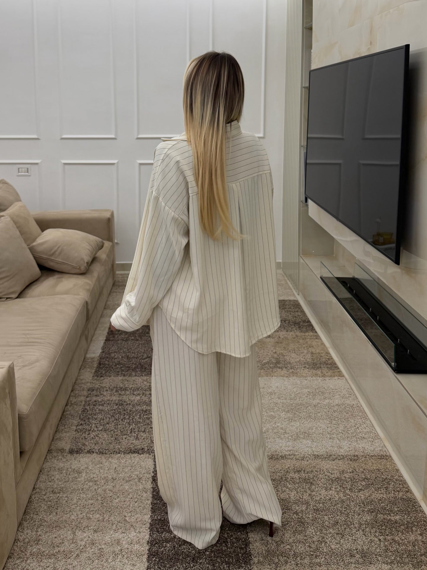 Coordinato Gessato Bianco