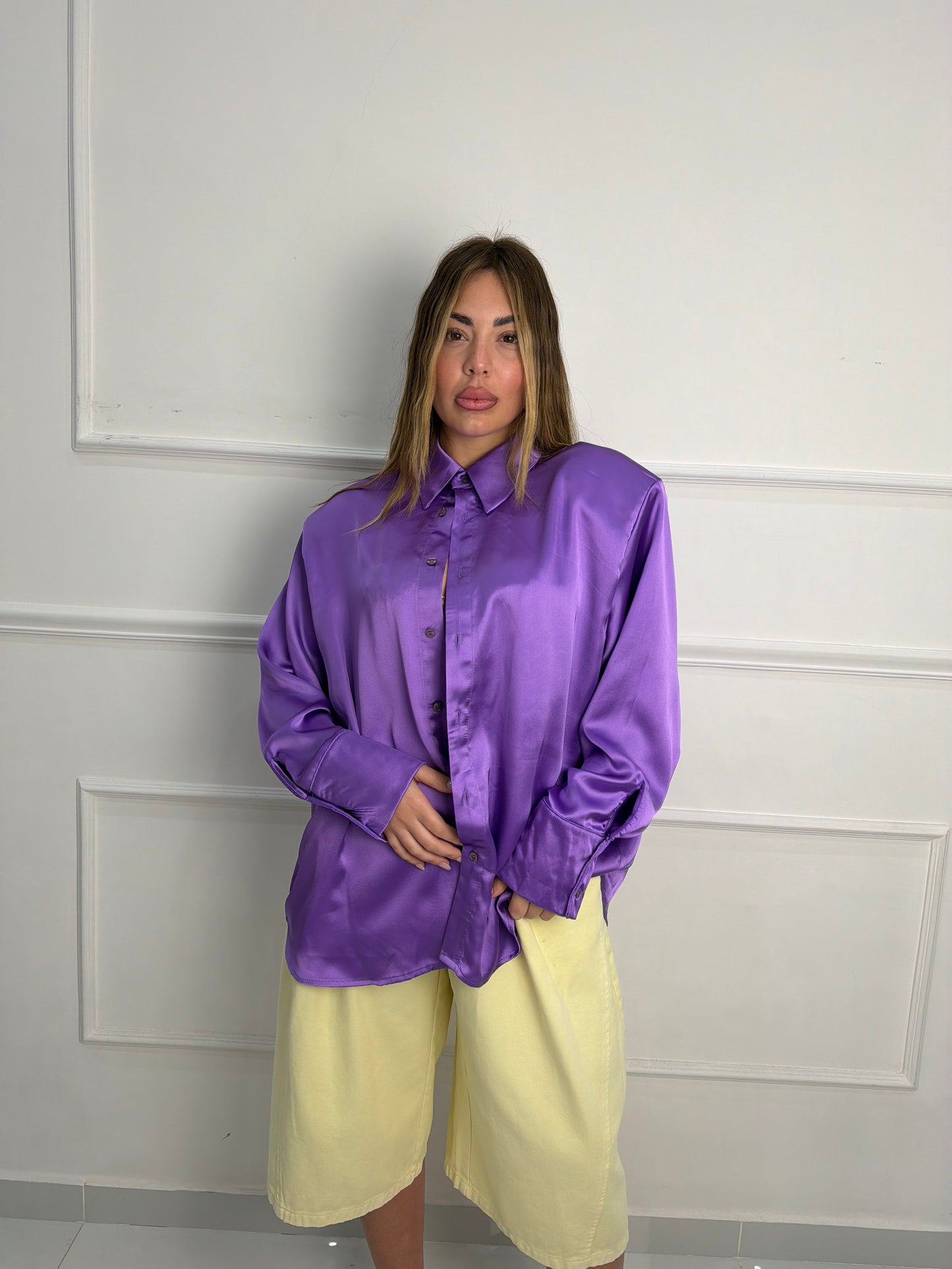 Camicia satin viola