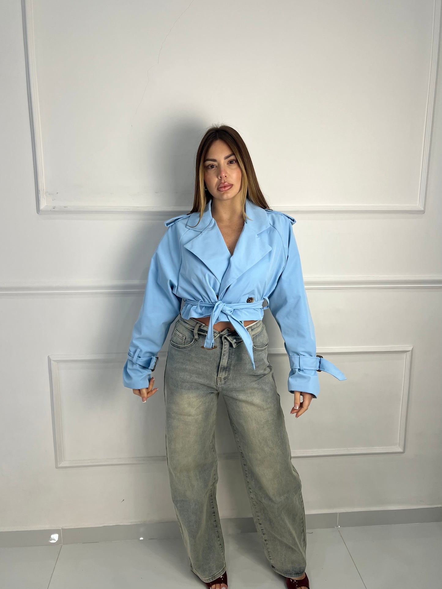 Trench Crop Azzurro