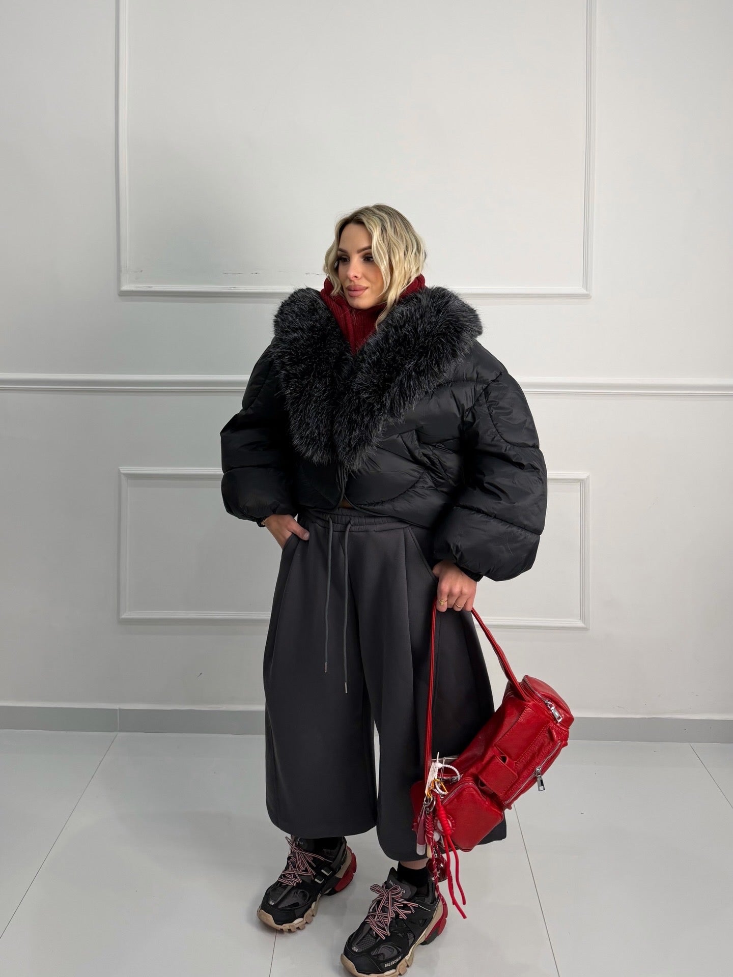 Bomber Crop nero