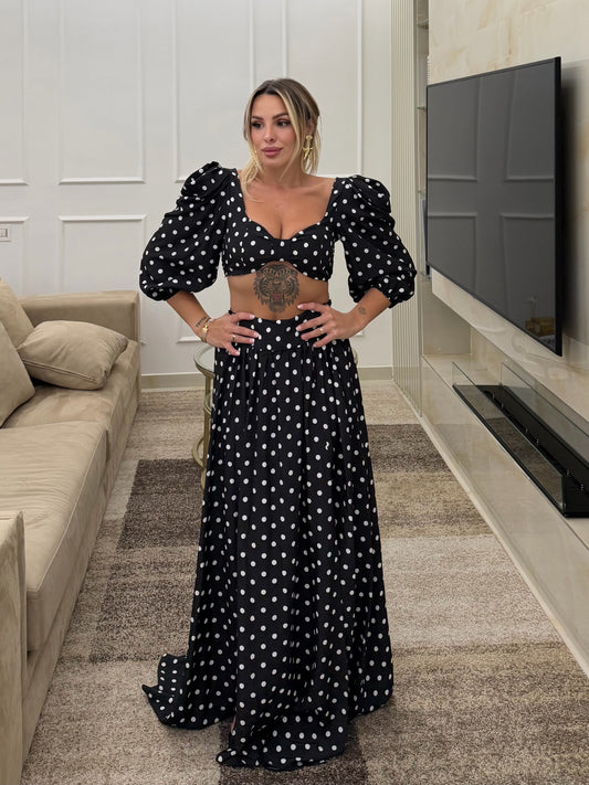 Coordinato Monaco Pois Nero