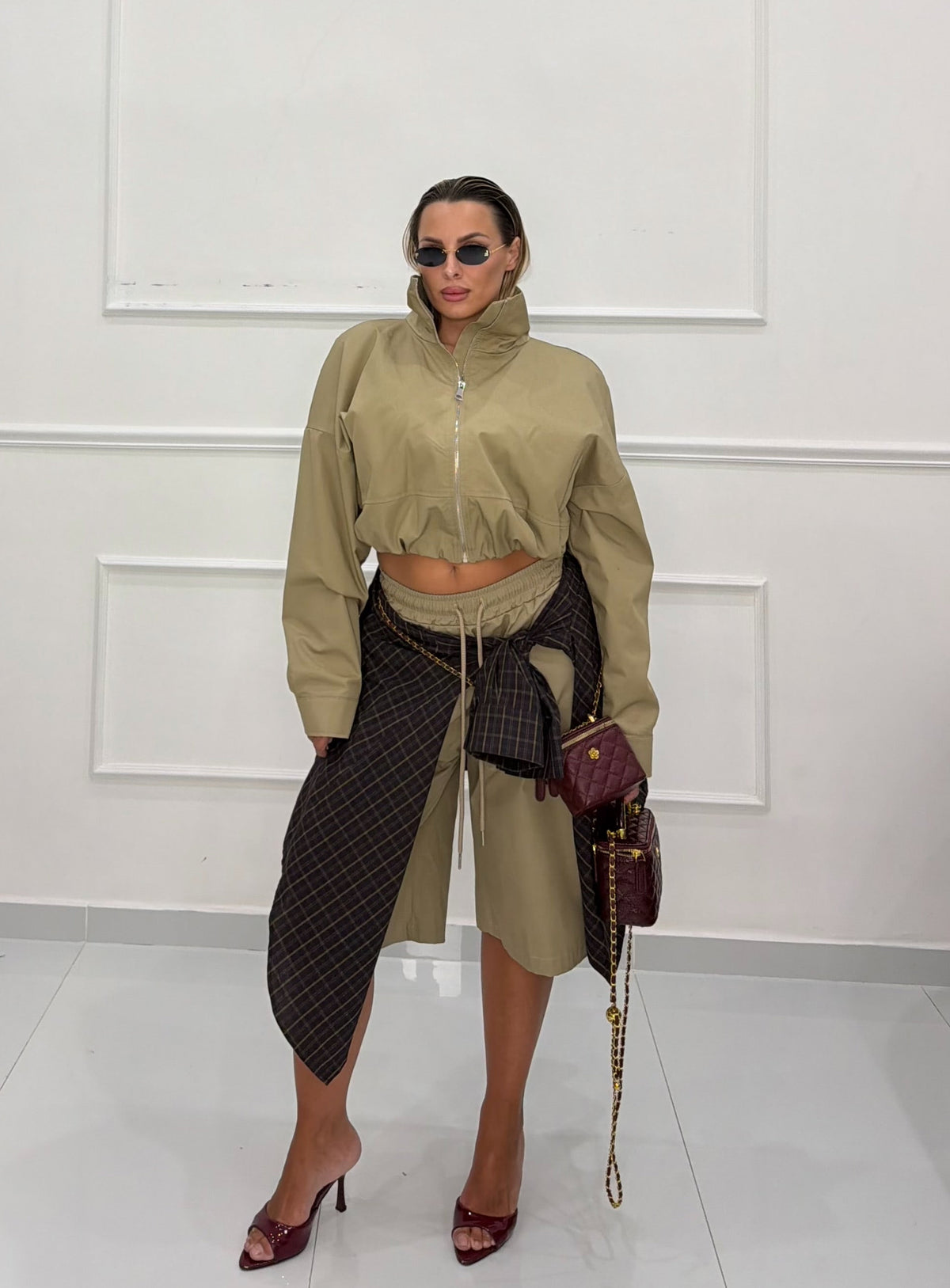 Bomber collo alto Beige