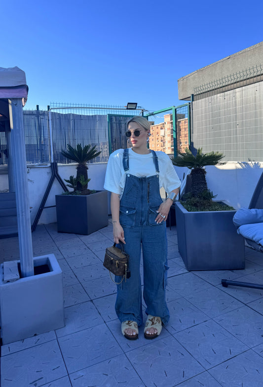Salopette Cargo in Denim