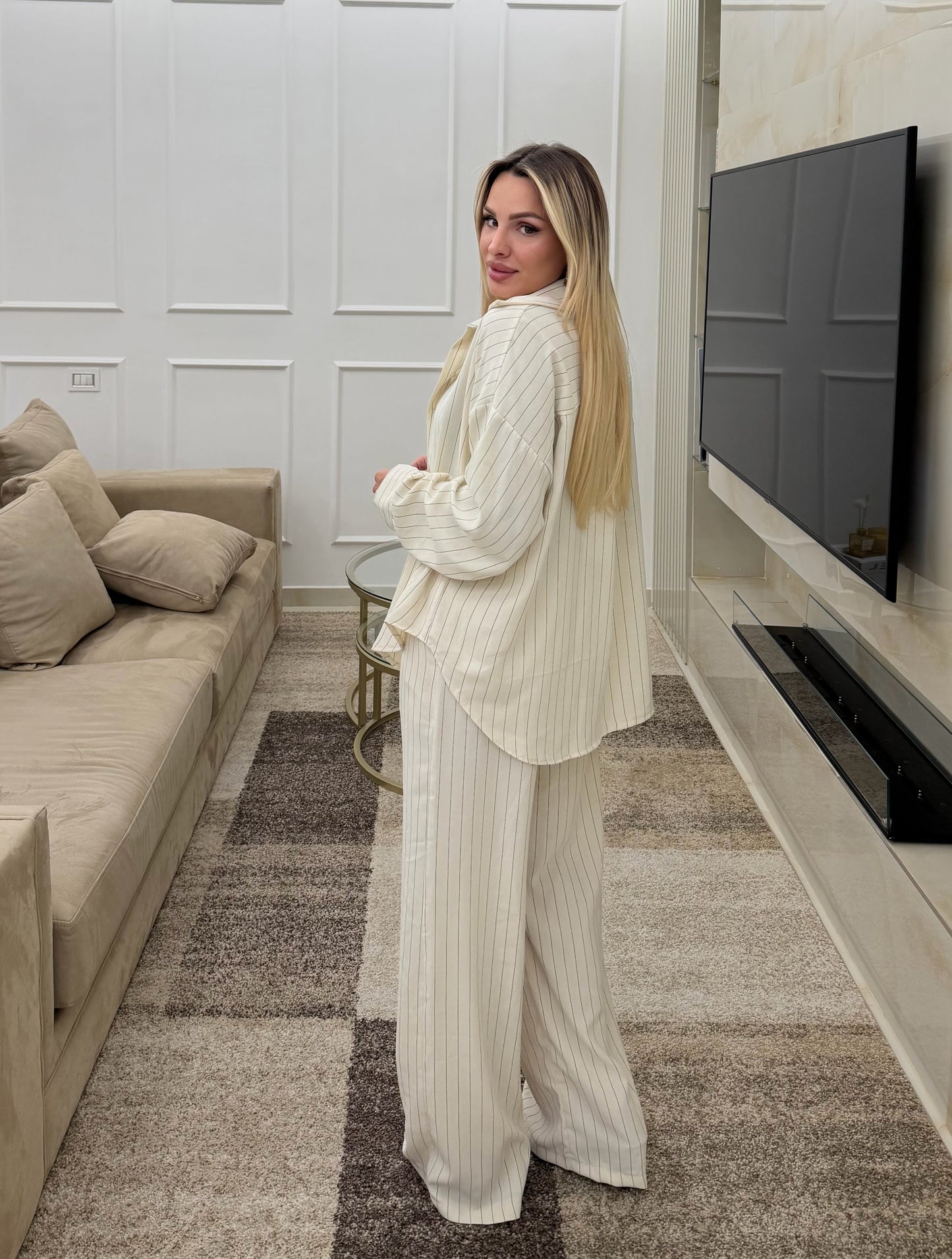 Coordinato Gessato Bianco