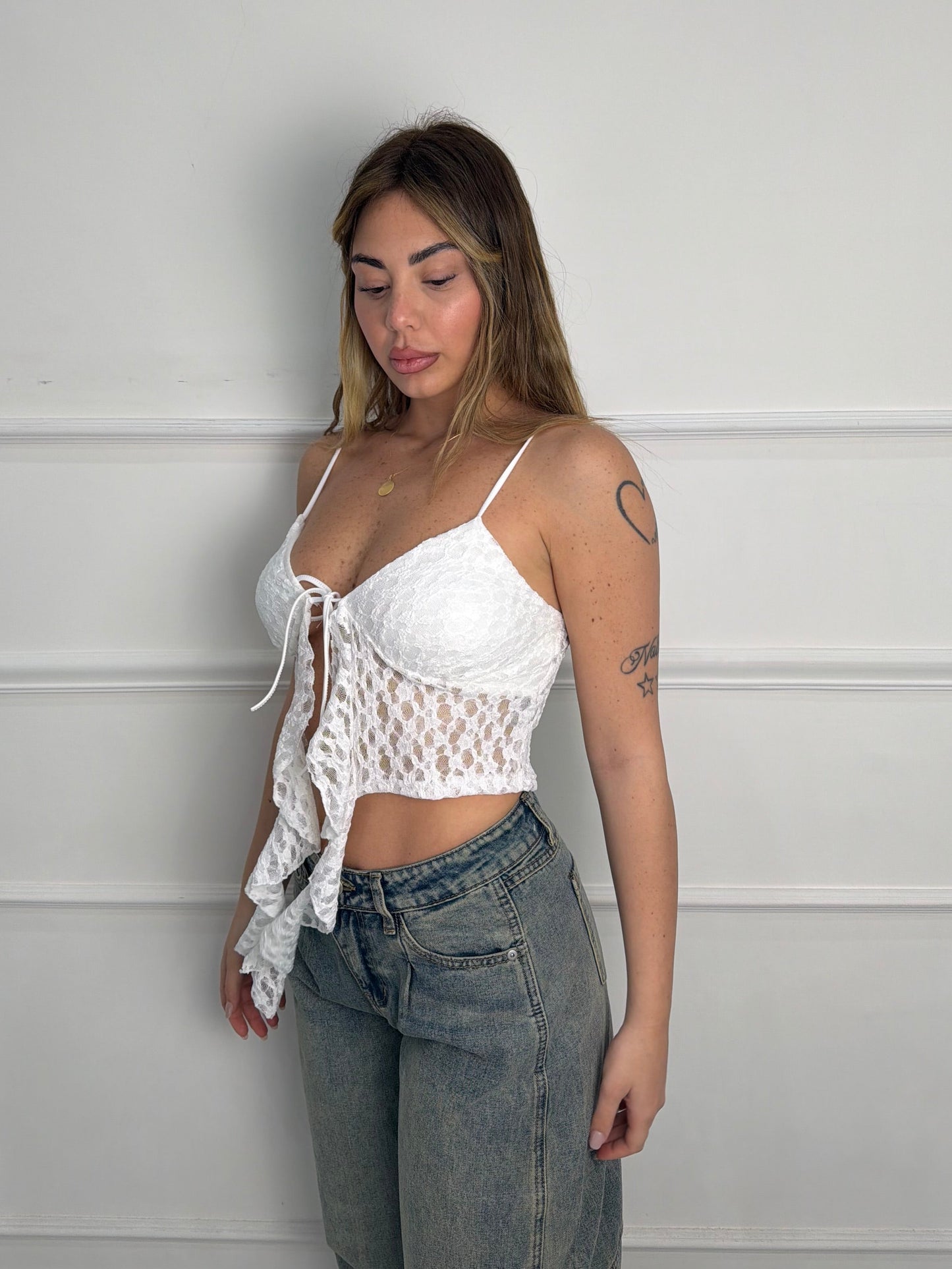 Top in pizzo Bianco