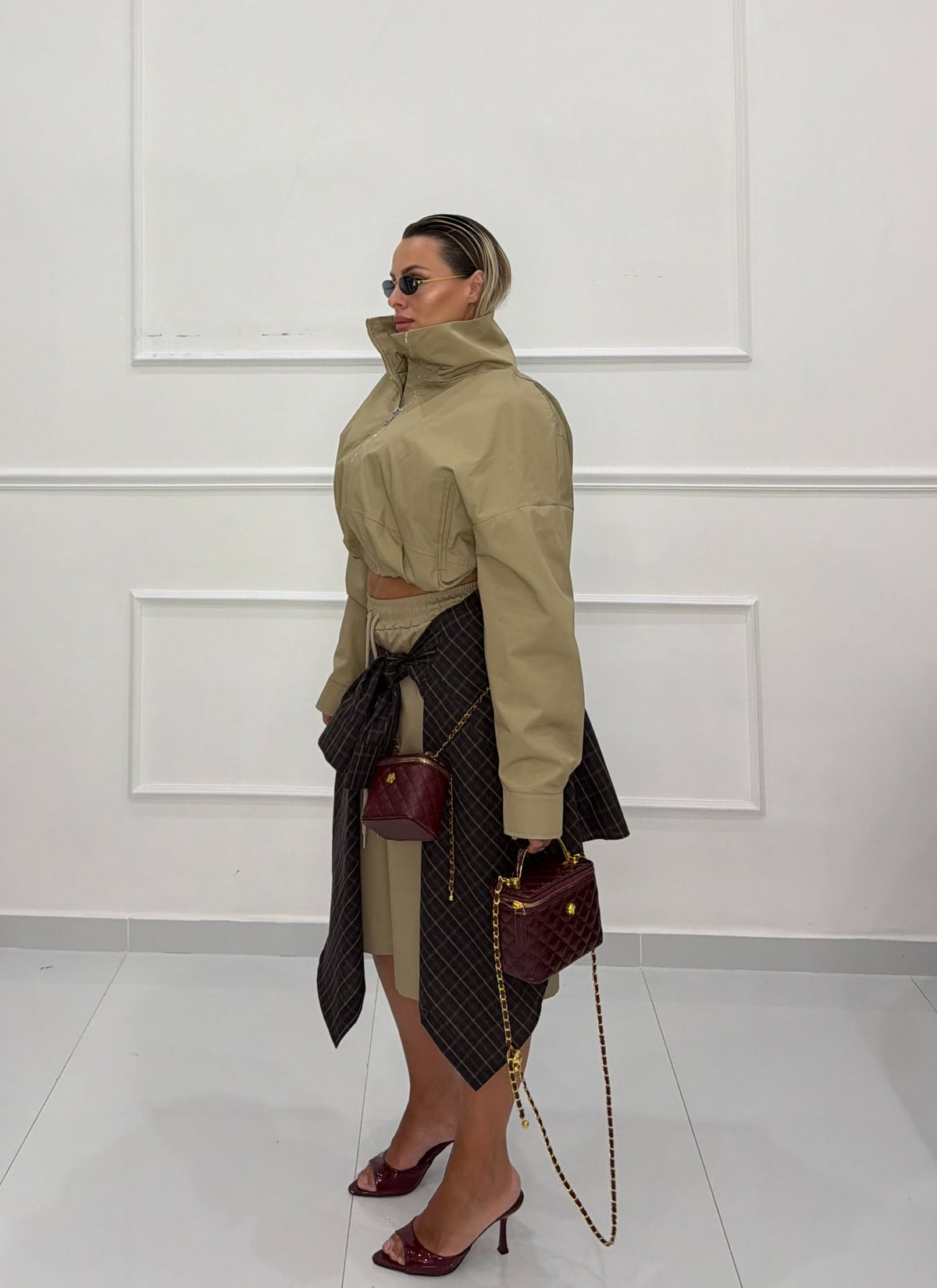 Bomber collo alto Beige