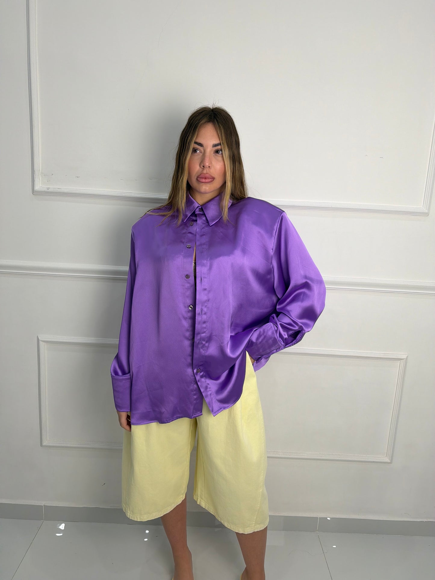 Camicia satin viola