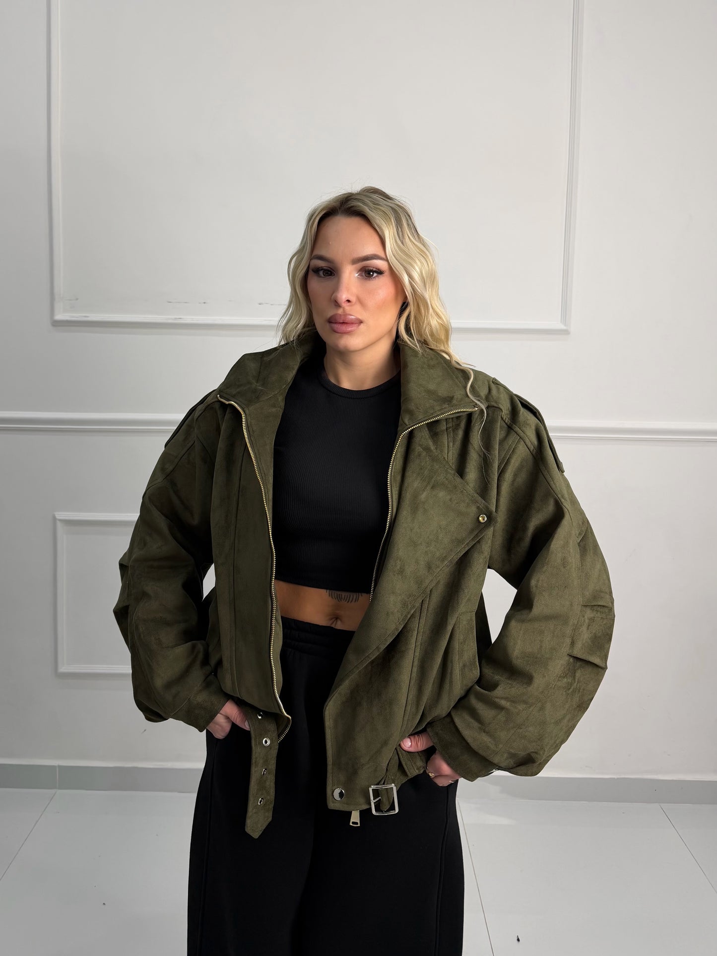 Bomber Ecocamoscio Verde