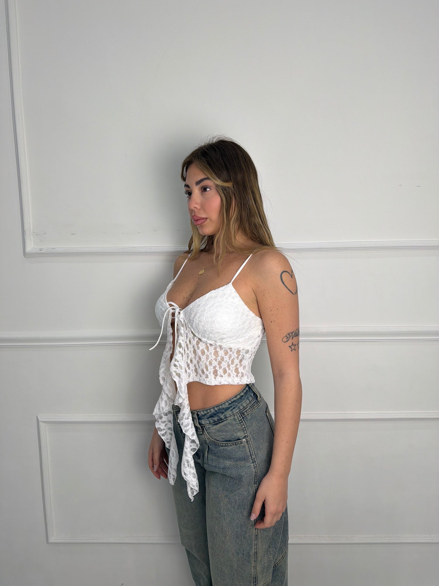 Top in pizzo Bianco