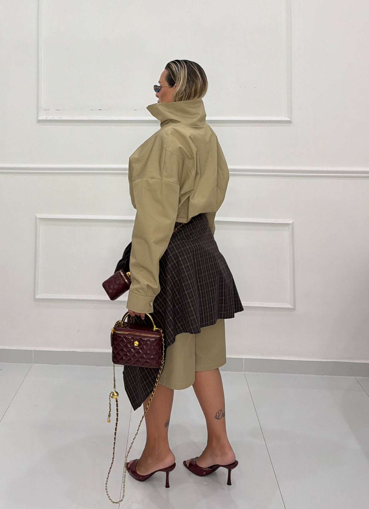 Bomber collo alto Beige