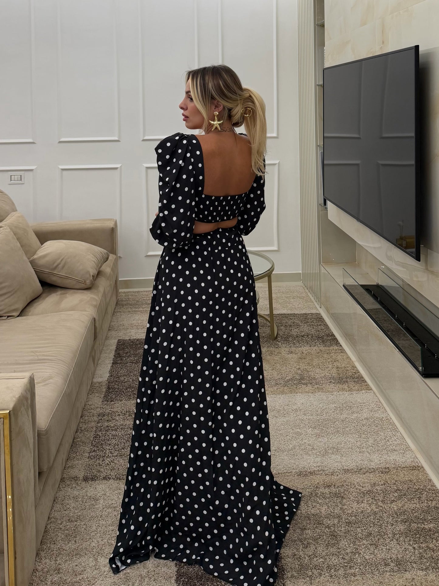 Coordinato Monaco Pois Nero