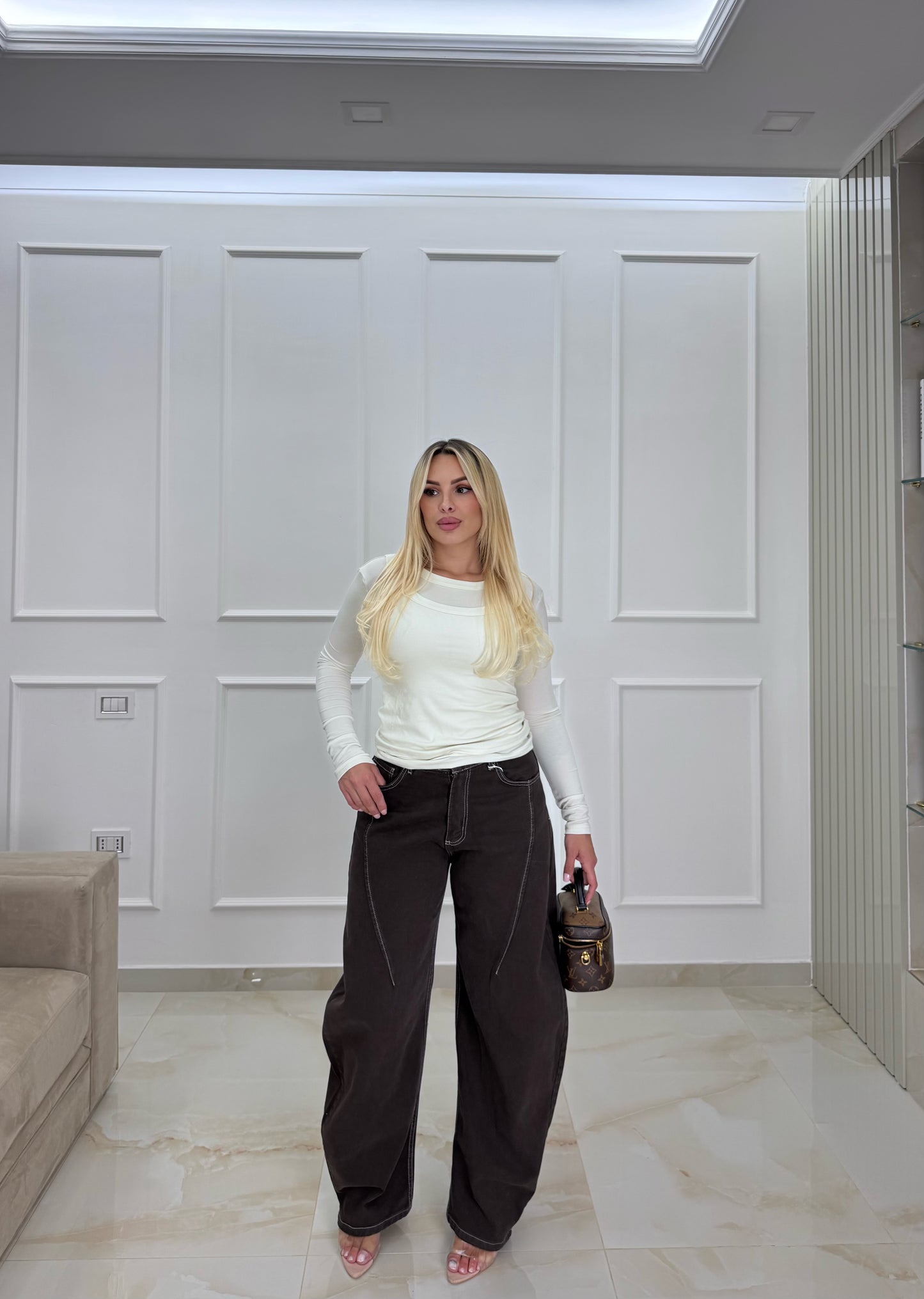 Jeans ballon Marrone