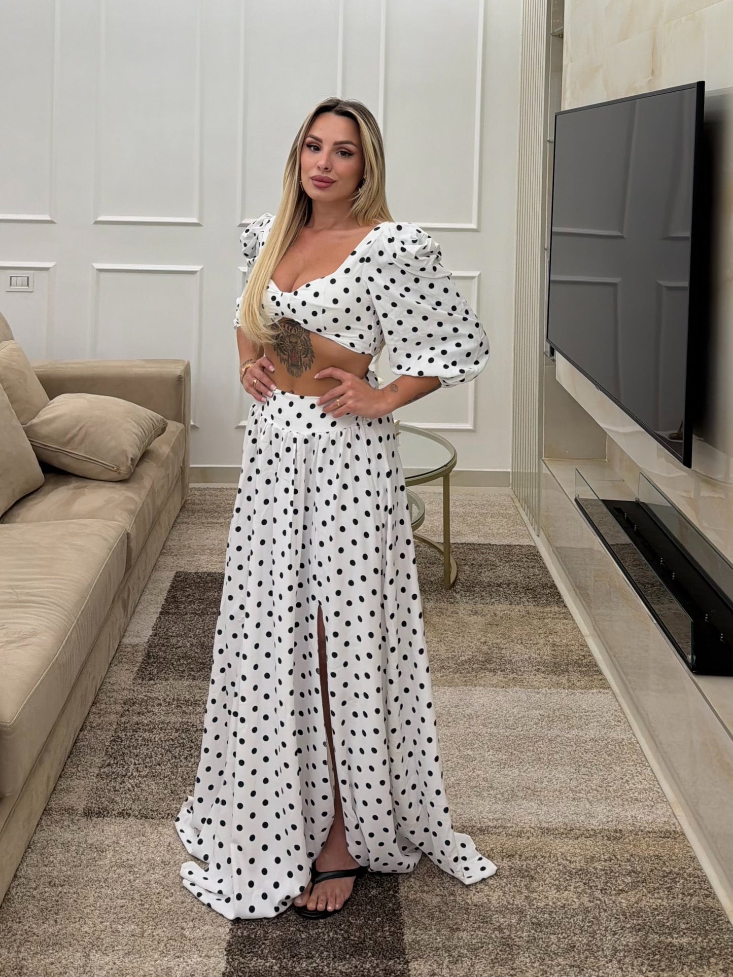 Coordinato Monaco Pois Bianco