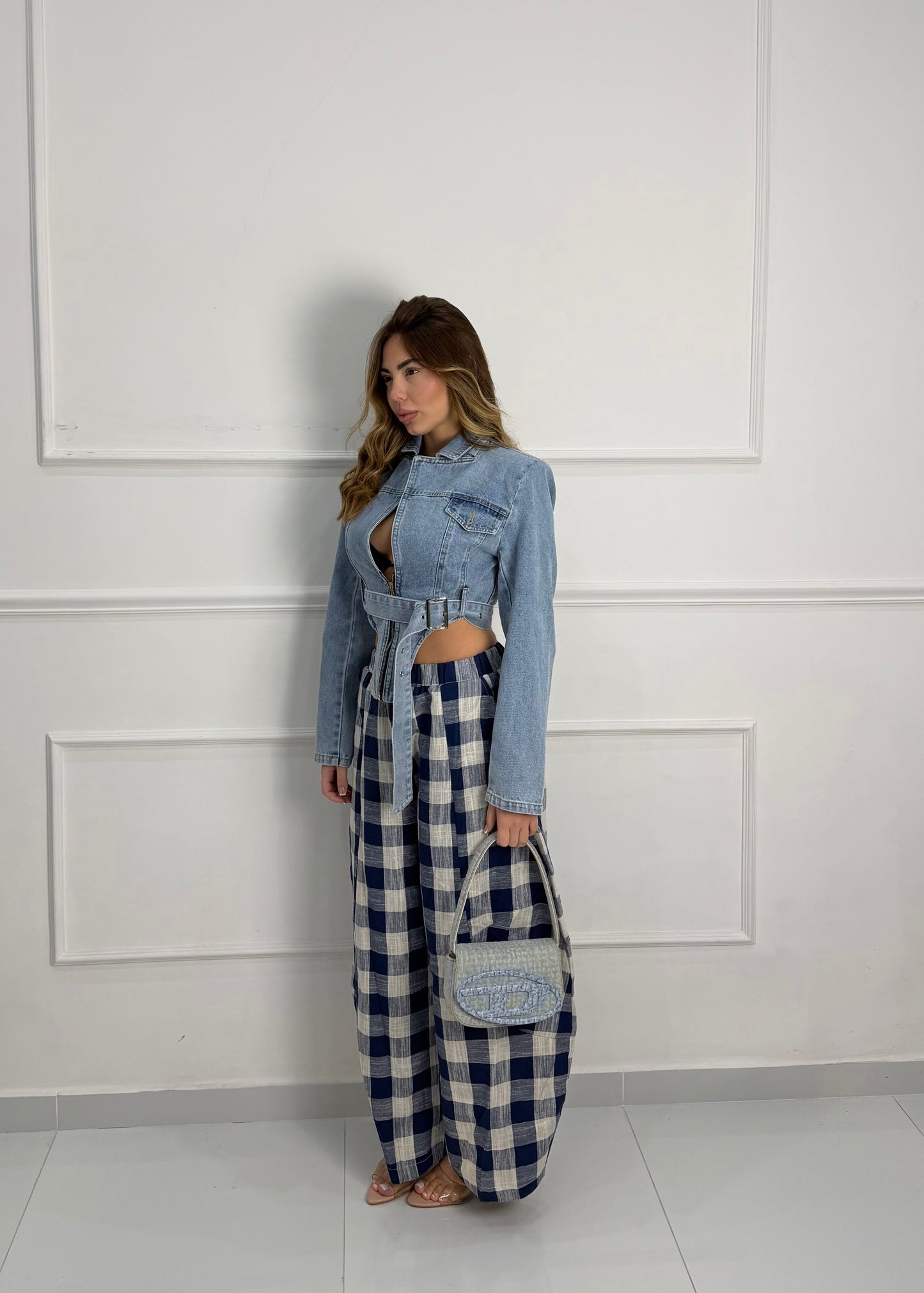 Giacca Crop Denim chiaro