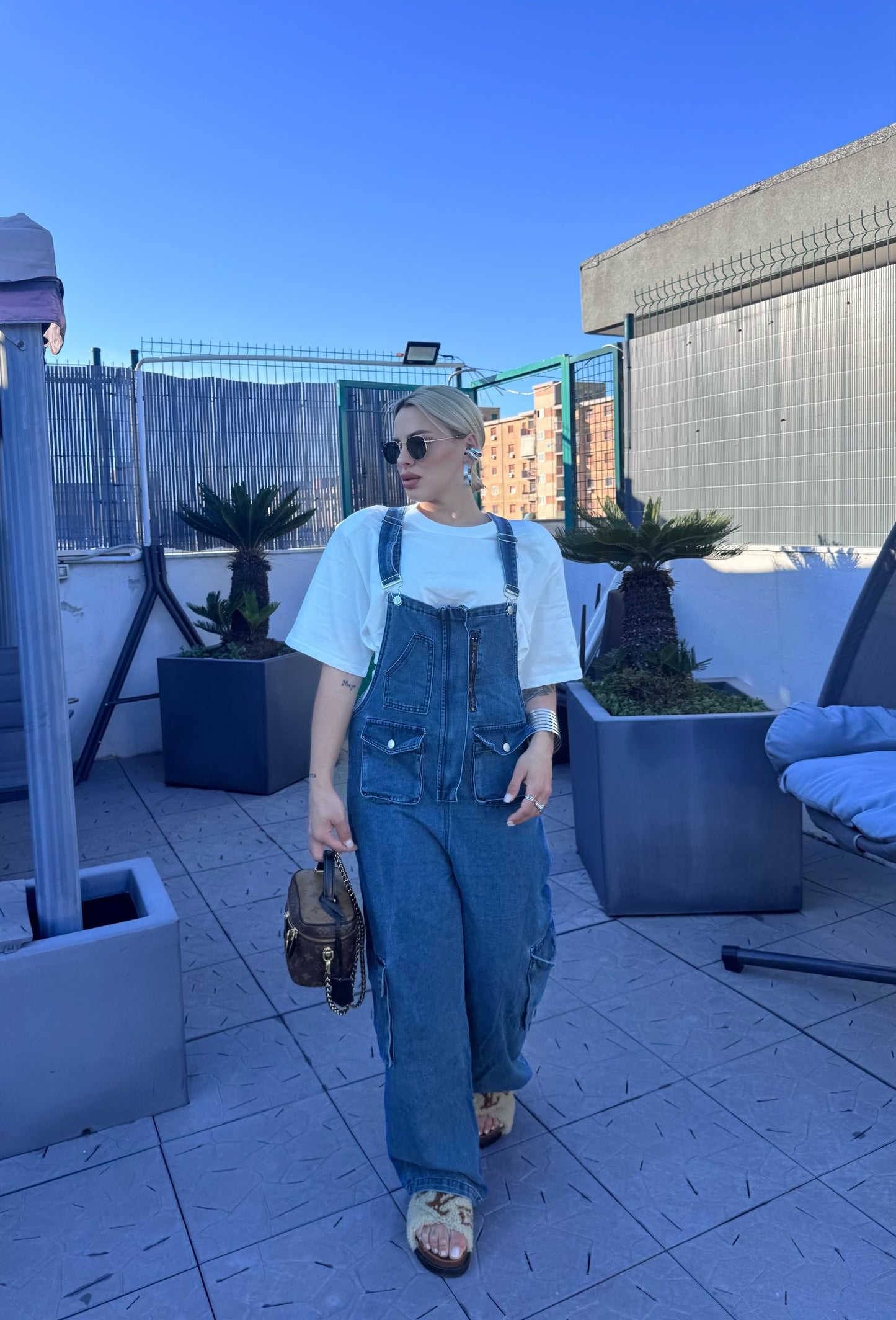 Salopette Cargo in Denim