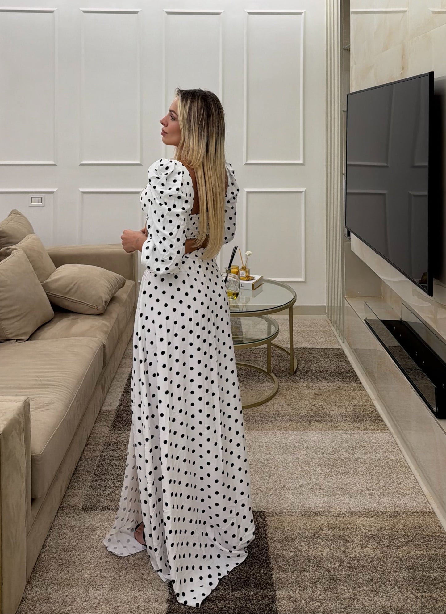 Coordinato Monaco Pois Bianco