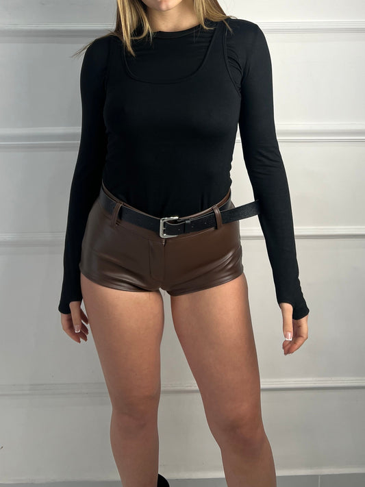 Shorts Ecopelle Marrone