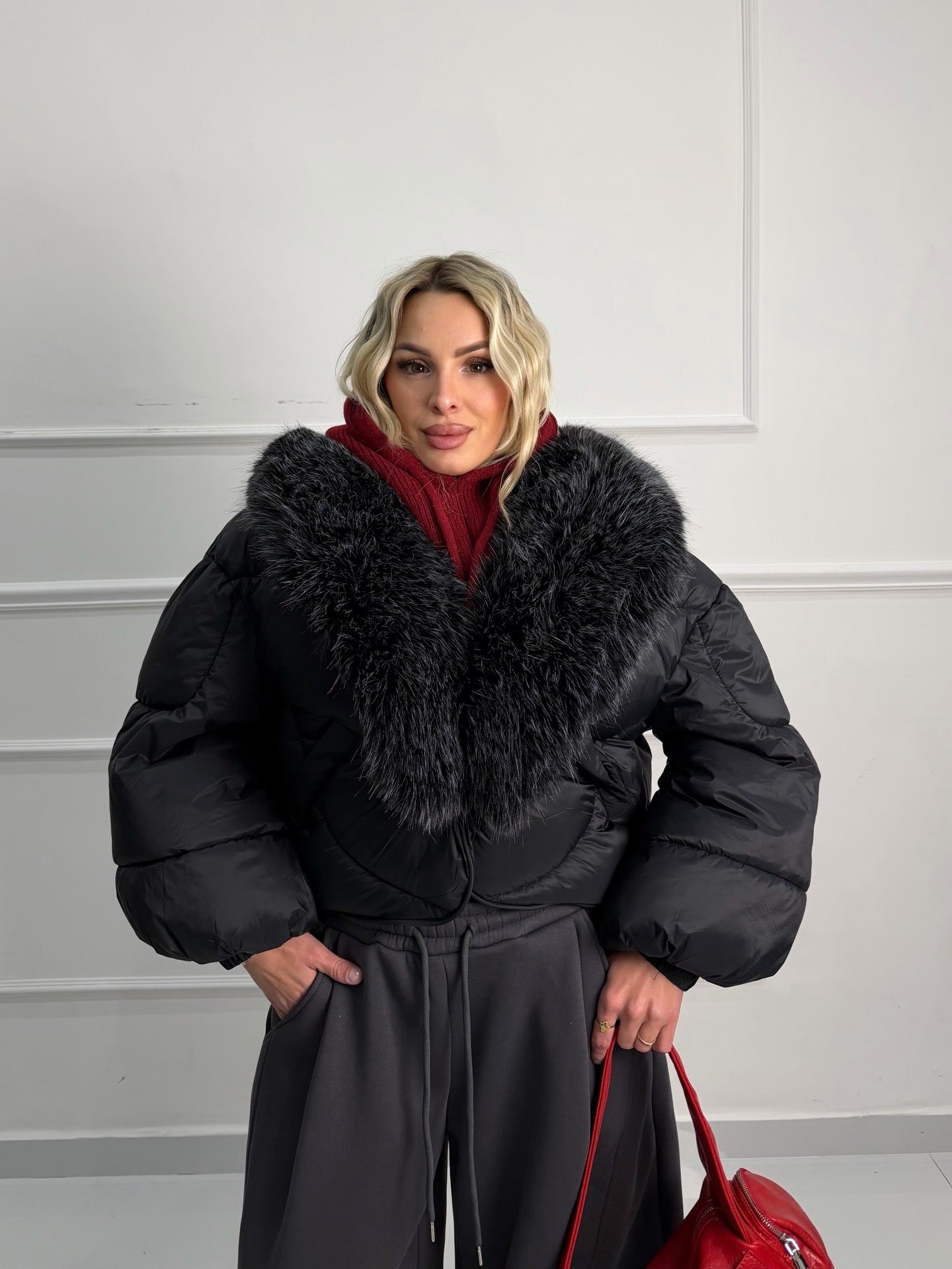 Bomber Crop nero