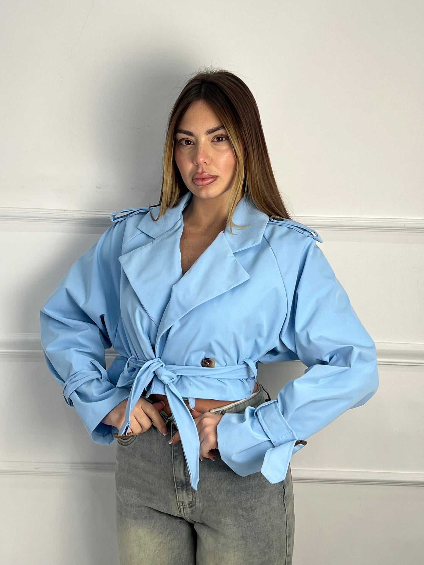 Trench Crop Azzurro