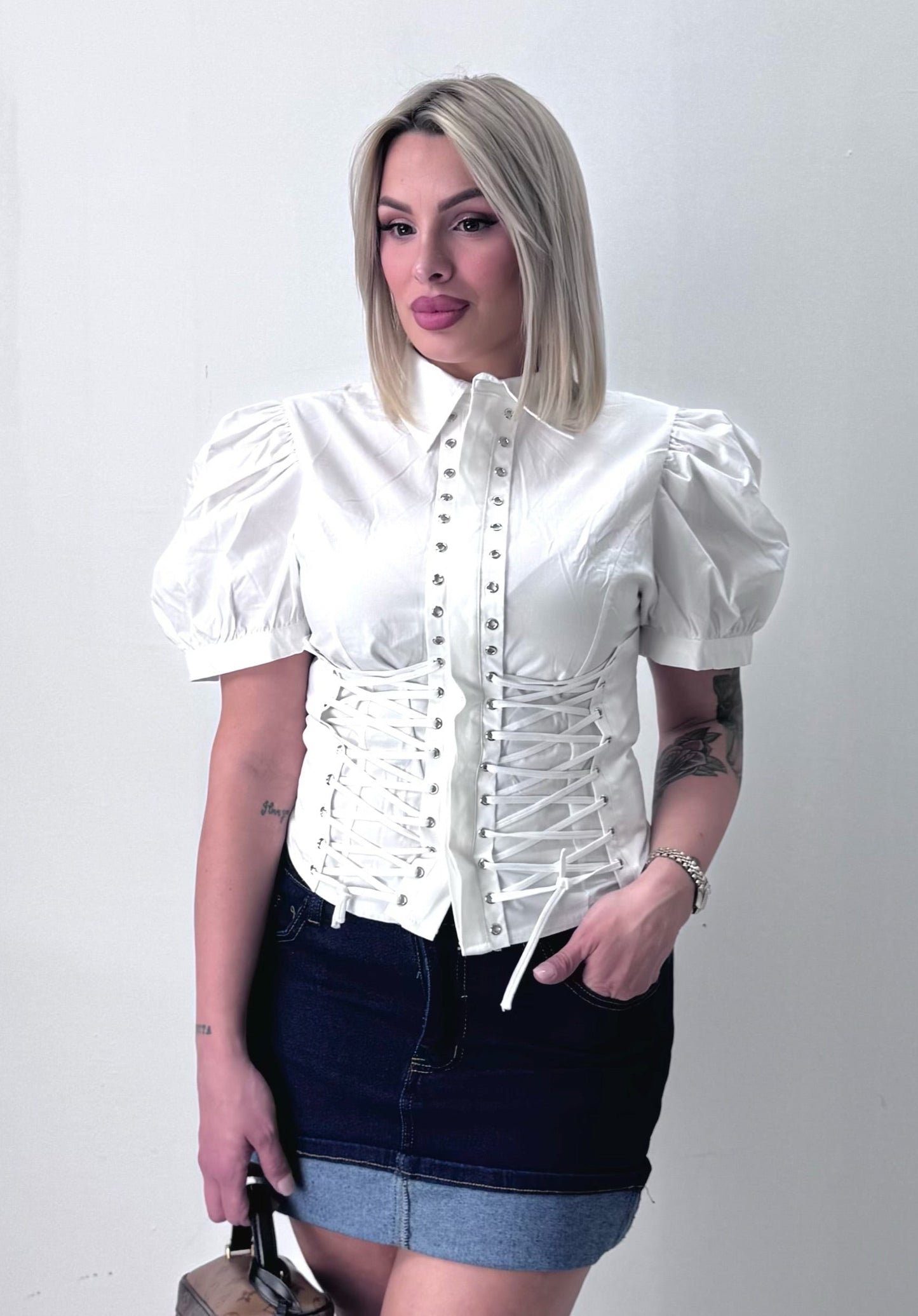 Camicia Stringhe Bianca