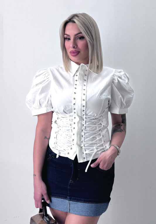 Camicia Stringhe Bianca
