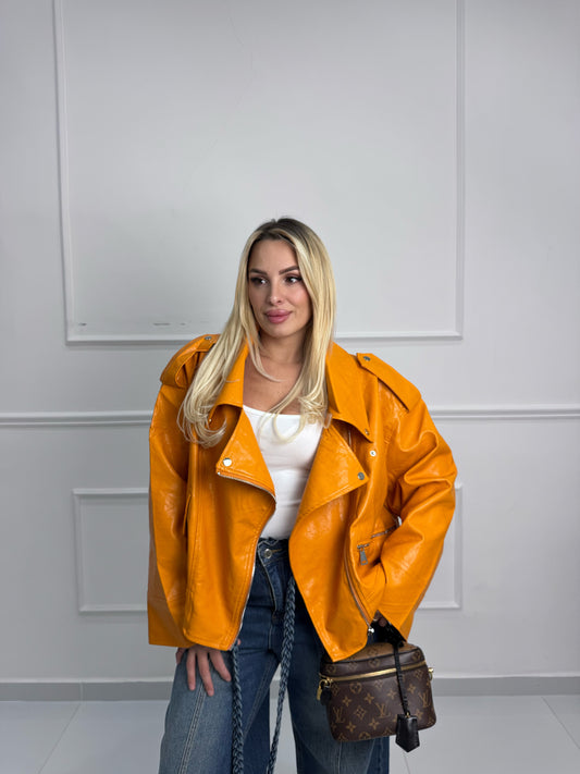 Chiodo ecopelle Arancione