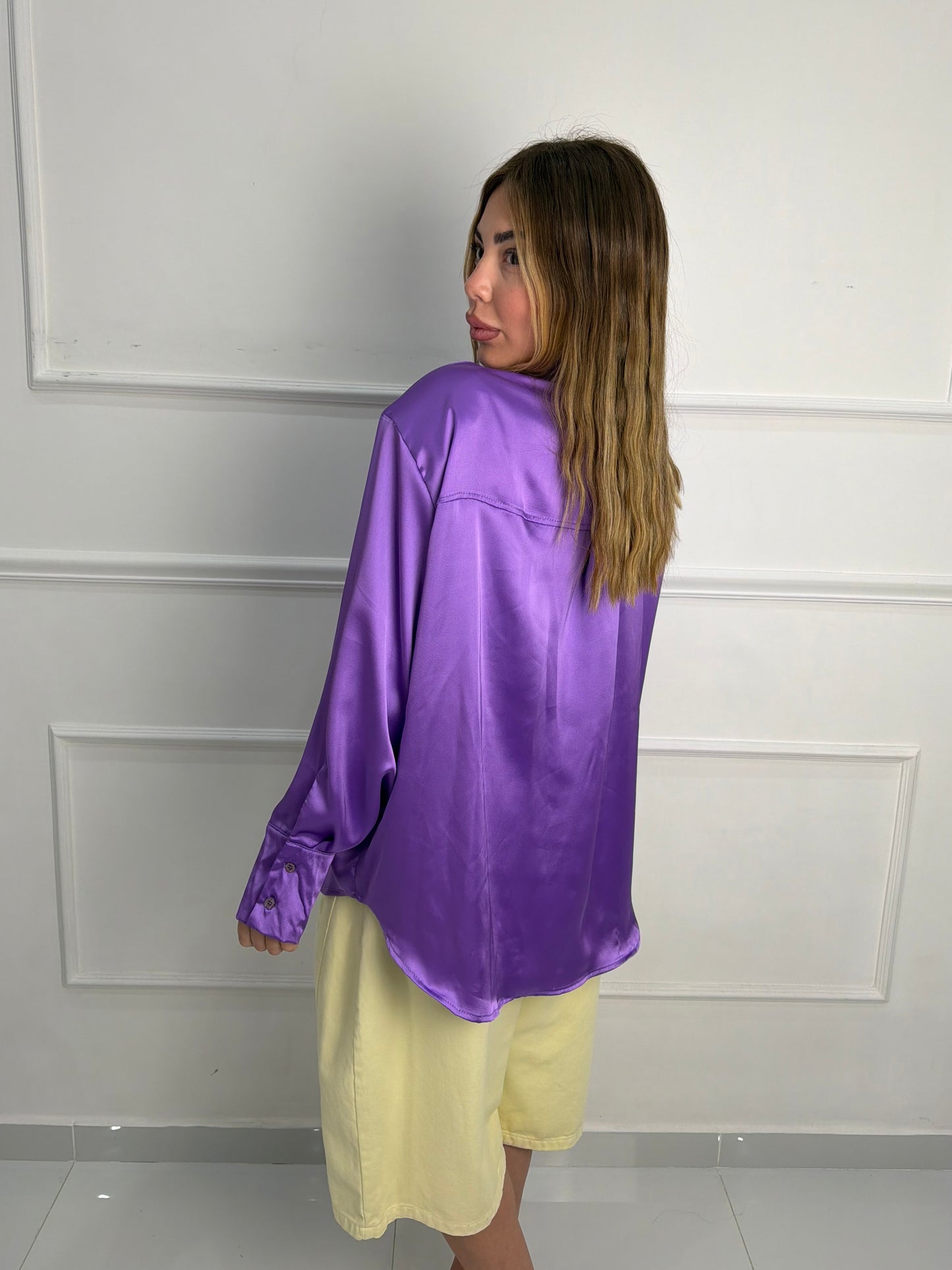Camicia satin viola